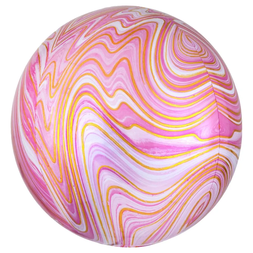 Folieballon Orbz Marmor Lyserød
