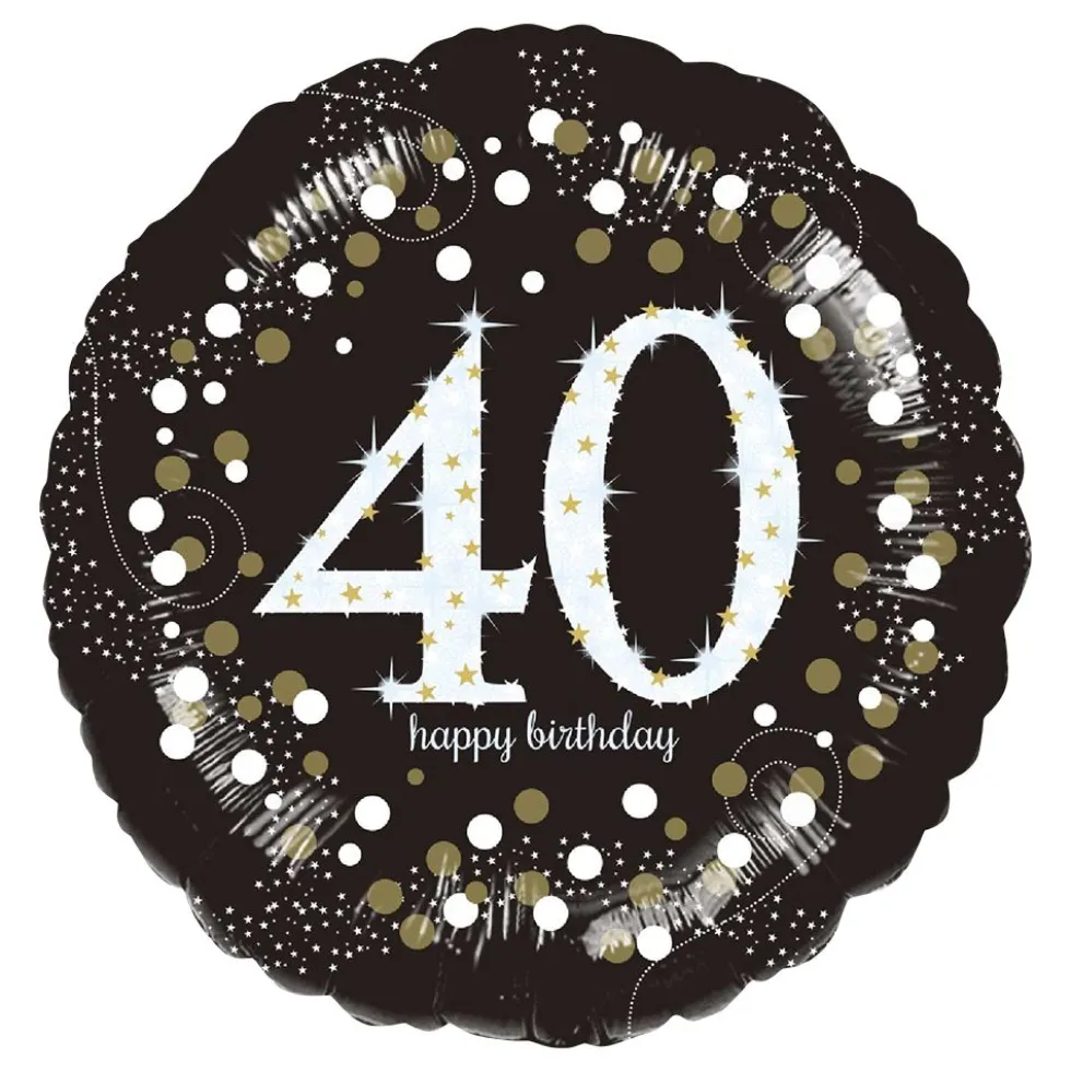 Folieballon Rund Sparkling Birthday 40
