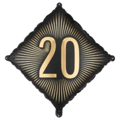 Folieballon 20 Sort/Guld