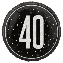 Folieballon 40 Sort/Sølv