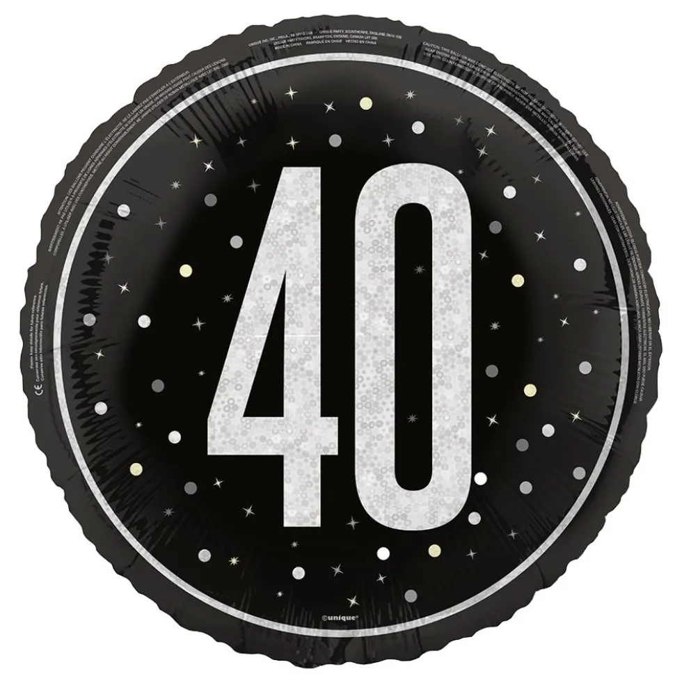 Folieballon 40 Sort/Sølv