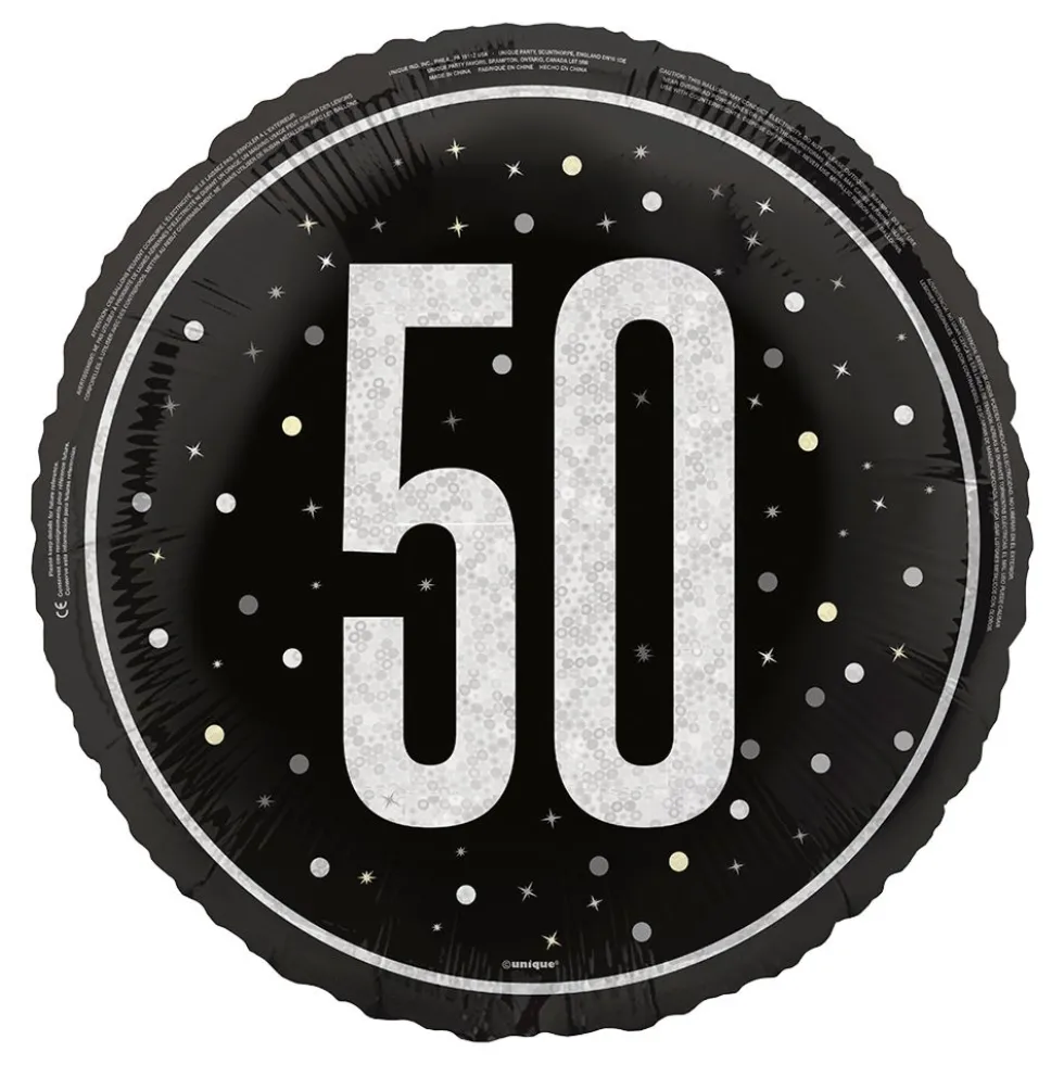 Folieballon 50 Sort/Sølv