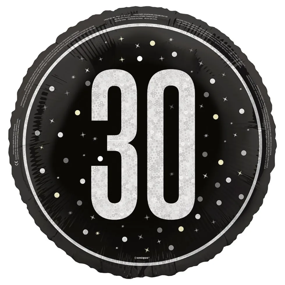 Folieballon 30 Sort/Sølv