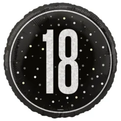 Folieballon 18 Sort/Sølv