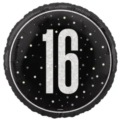Folieballon 16 Sort/Sølv