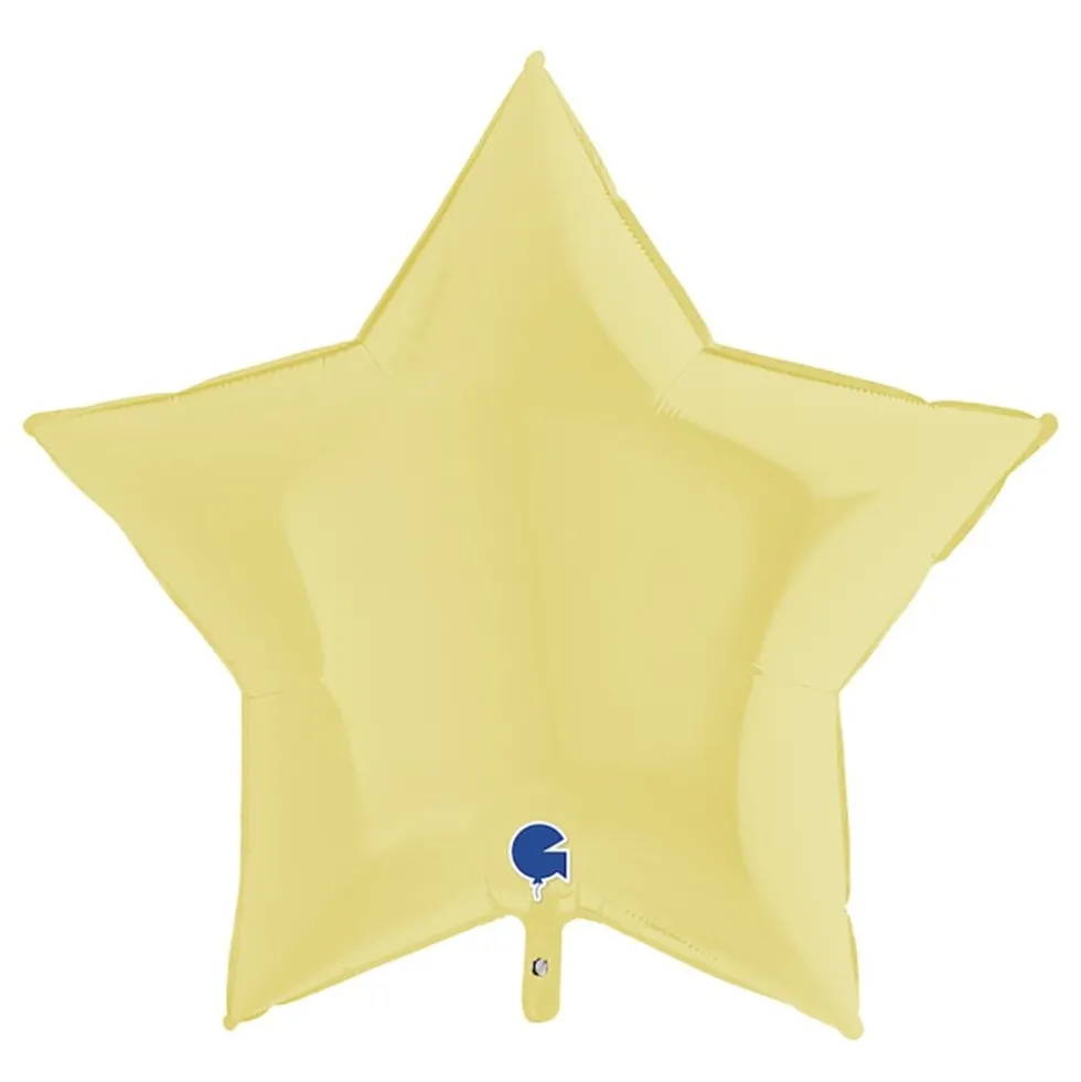 Folieballon Stjerne Pastelgul Mat