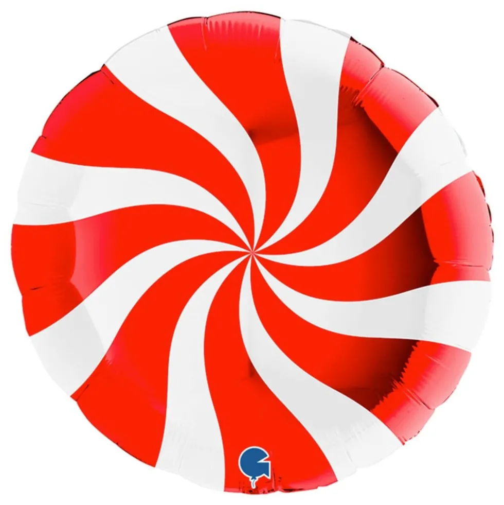 Folieballon Swirly Hvid/Rød