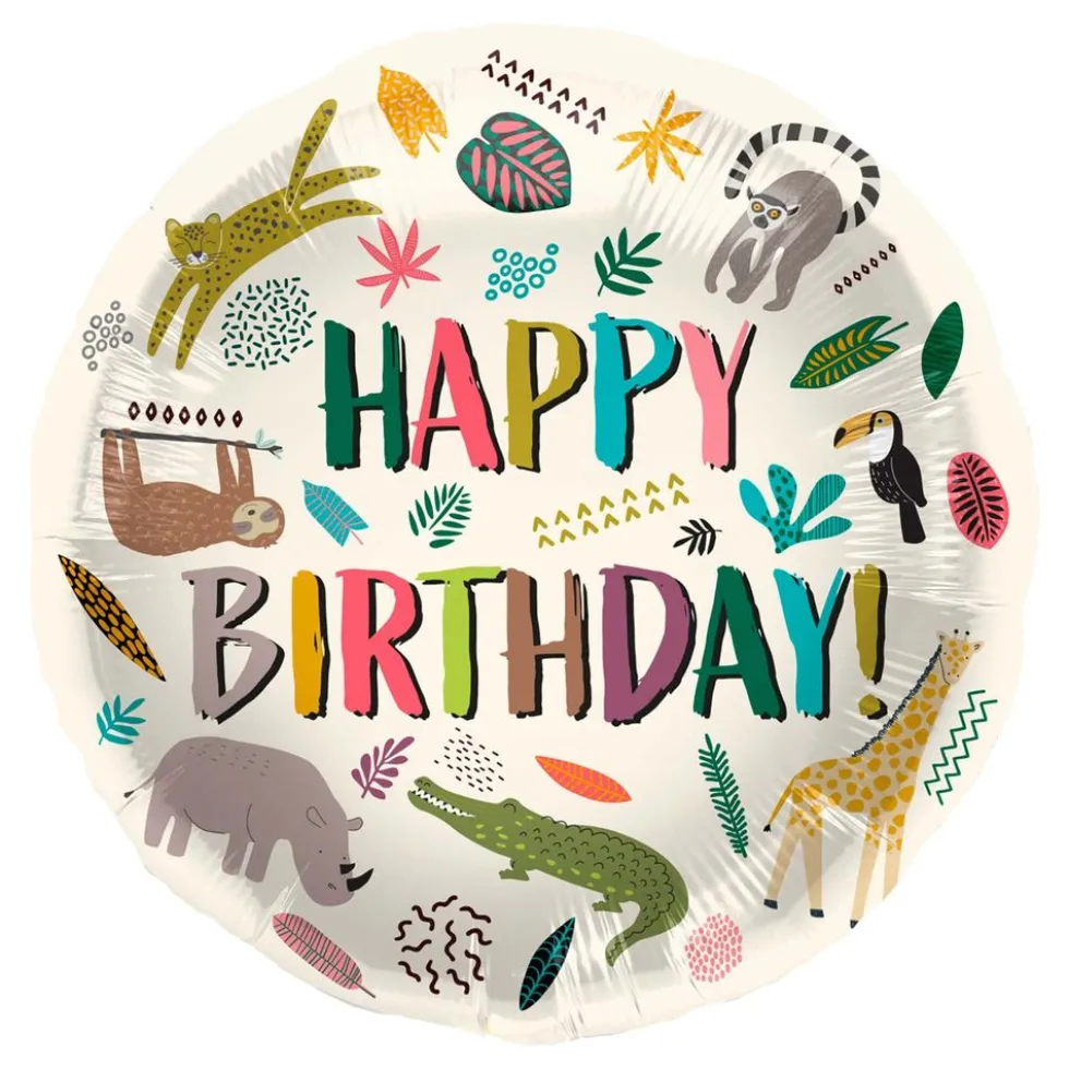 Folieballon Zoo Party Happy Birthday