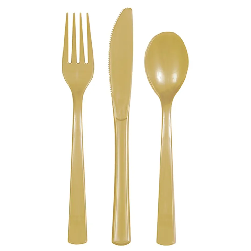 Genanvendelige Plastbestik Guld