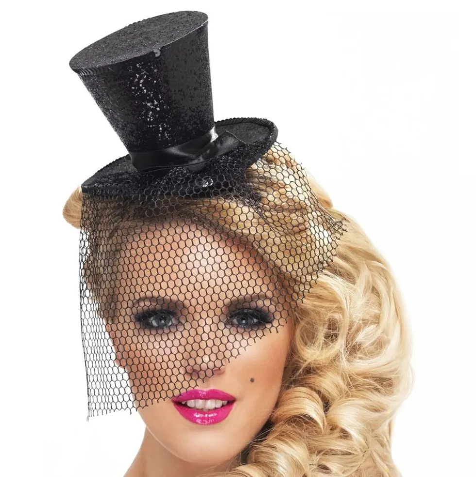 Glitrende Minihat Sort