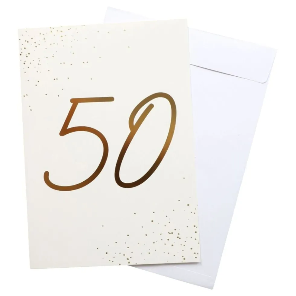 Gratulationskort Guld 50 med Kuvert