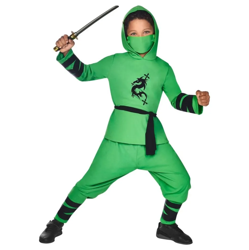 Grøn Ninja Børnekostume