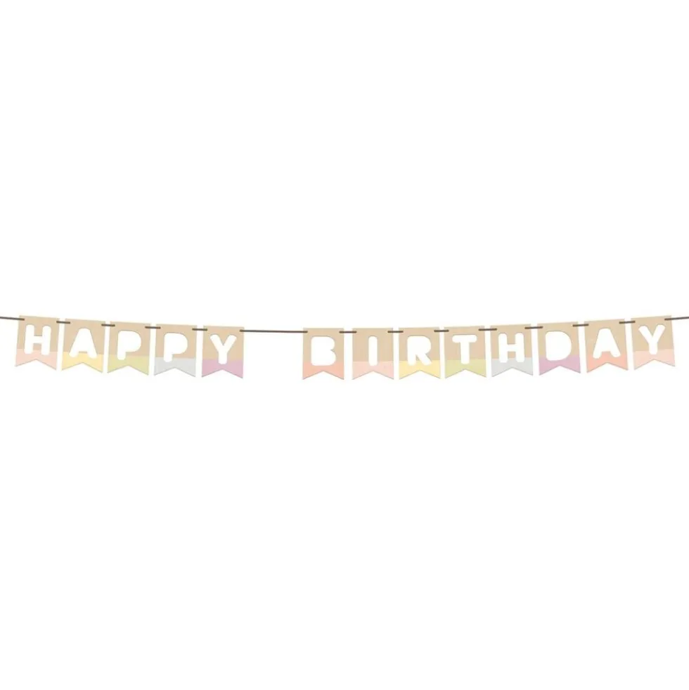 Guirlande Happy Birthday Dreamy Pastel i Træ