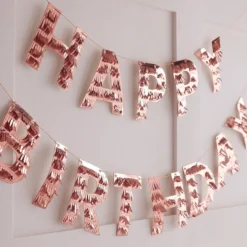 Guirlande Happy Birthday Fringe Roséguld