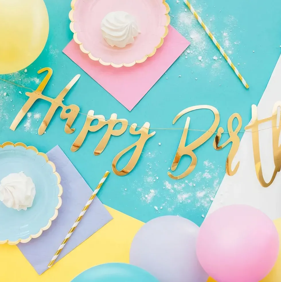 Guirlande Happy Birthday Guld Metallic
