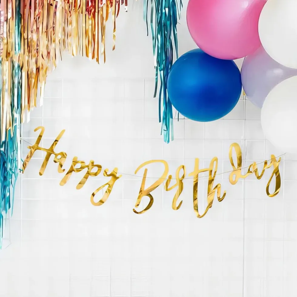 Guirlande Happy Birthday Guld Metallic