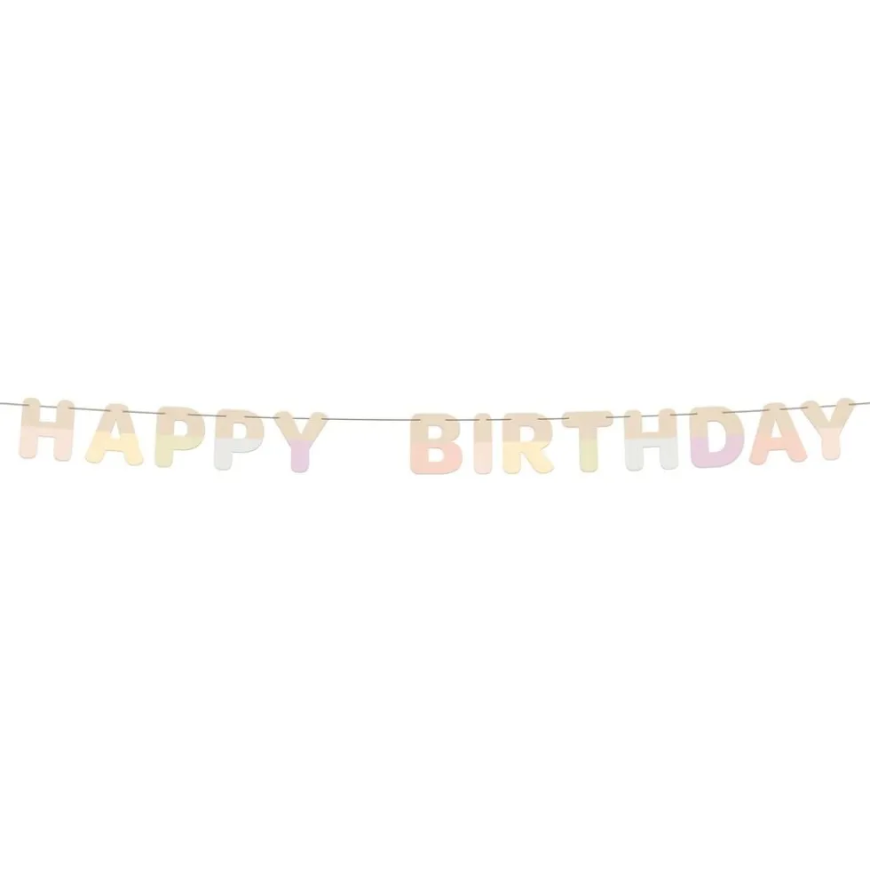 Guirlande Happy Birthday i Træ Dreamy Pastel