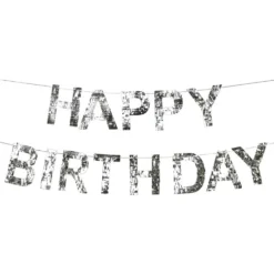 Guirlande Happy Birthday Silver Fringe