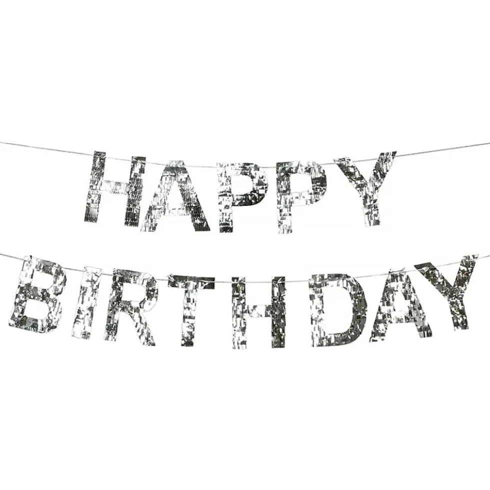 Guirlande Happy Birthday Silver Fringe