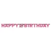 Guirlande 18 Happy Birthday Sort/Lyserød Glitter