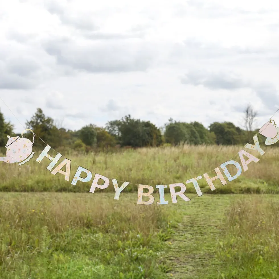 Guirlande Happy Birthday Tea Party
