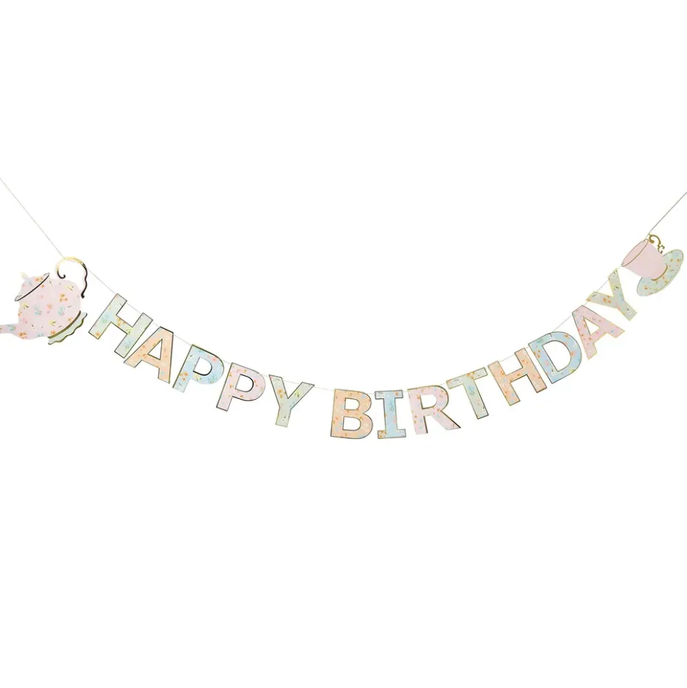 Guirlande Happy Birthday Tea Party