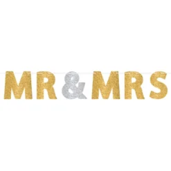 Guirlande Mr & Mrs Guld/Sølv Glitter