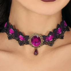 Halskæde Choker Blonde Lilla/Sort