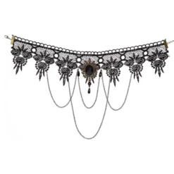 Halskæde Choker Sort med Kæder