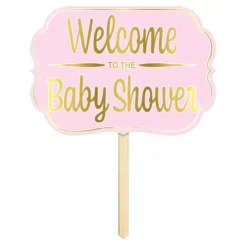 Haveskilt Welcome To The Babyshower Lyserød
