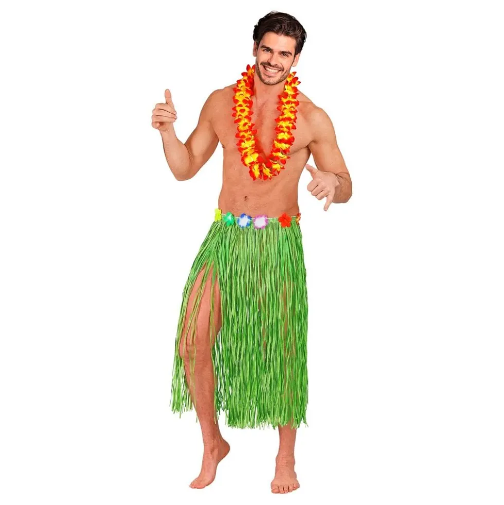 Hawaii-nederdel med Blomster Grøn