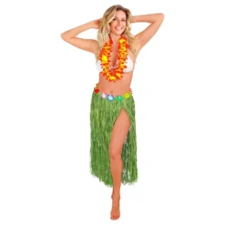 Hawaii-nederdel med Blomster Grøn