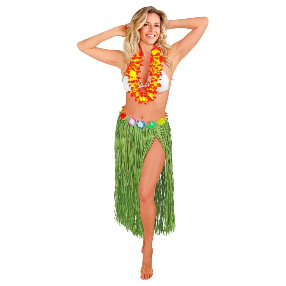Hawaii-nederdel med Blomster Grøn