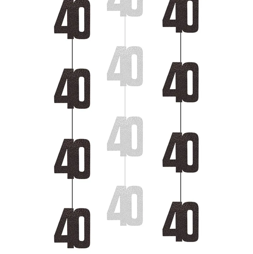Hængende Dekorationer 40 Sort/Sølv
