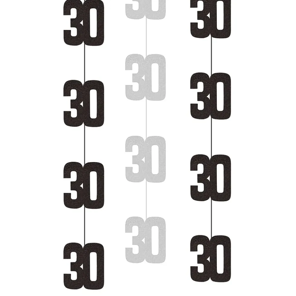 Hængende Dekorationer 30 Sort/Sølv