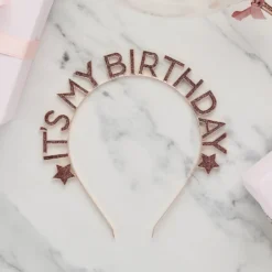 Hårbøjle Happy Birthday Rosaguld i Metal