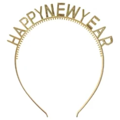 Hårbøjle Happy New Year Guld
