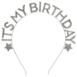 Hårbøjle It's My Birthday Sølv i Metal