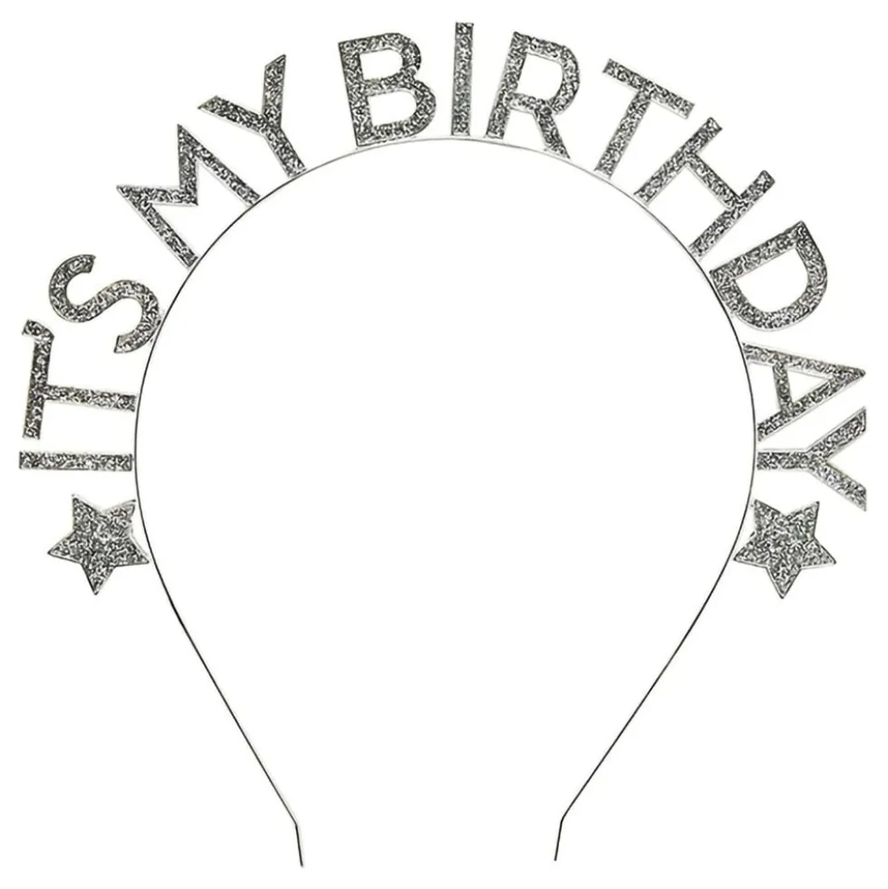 Hårbøjle It's My Birthday Sølv i Metal