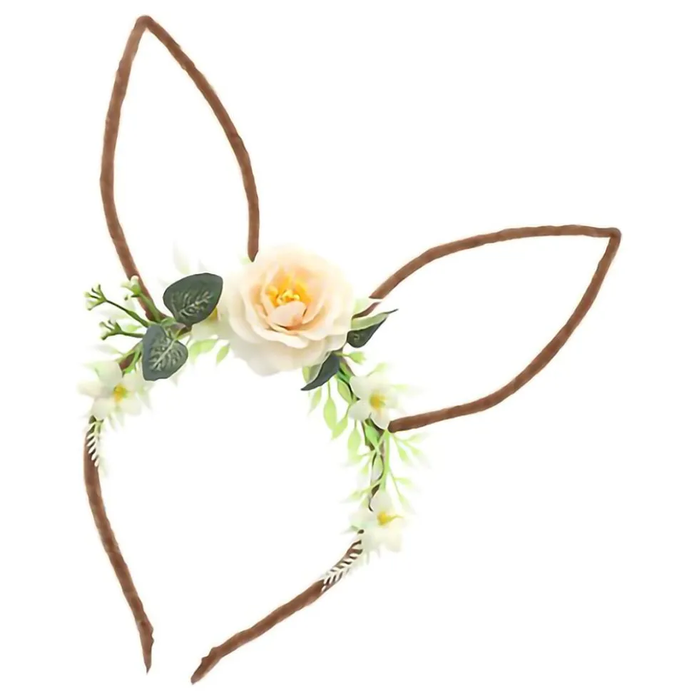 Hårbøjle Kaninører med Blomster