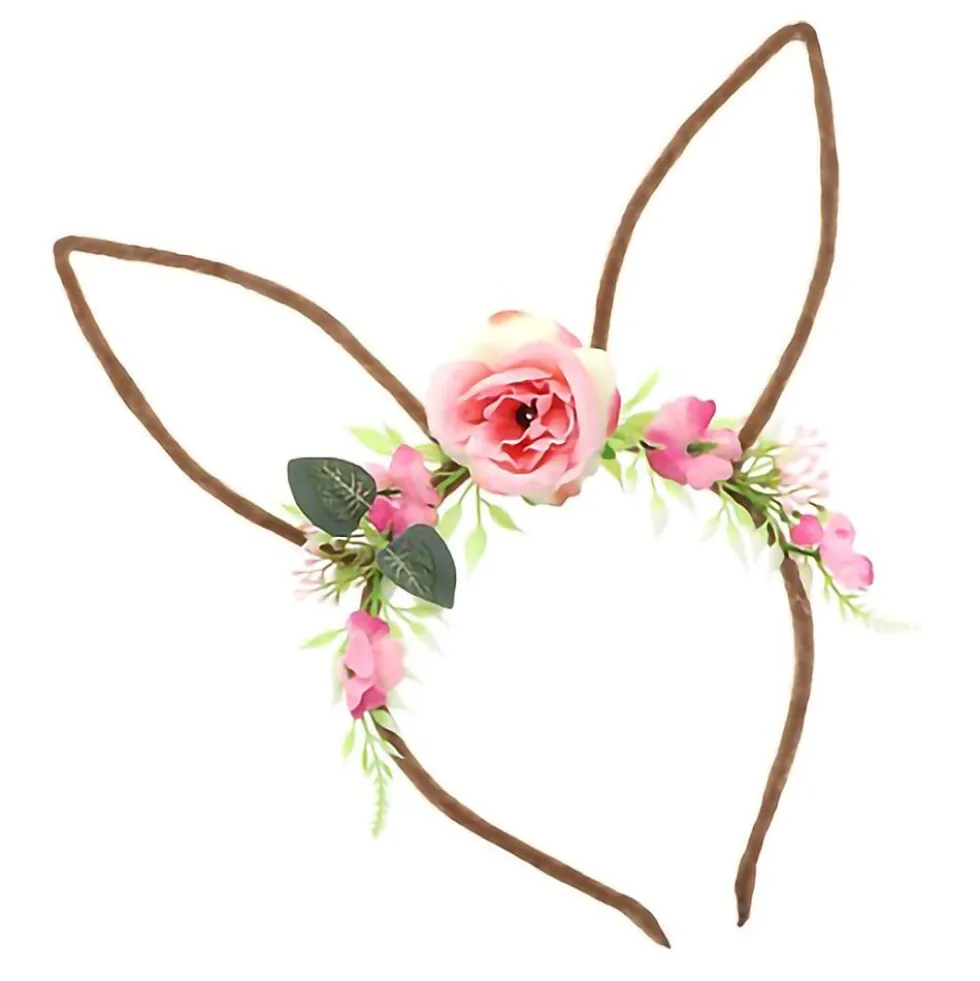 Hårbøjle Kaninører med Blomster