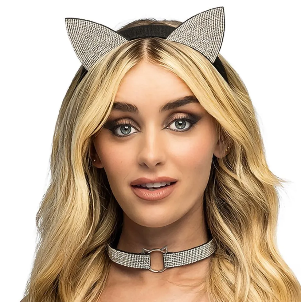 Hårbøjle Katteører & Choker Strass