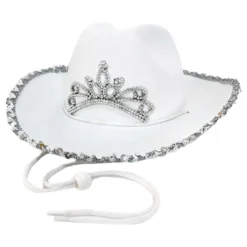 Hvid Cowboyhat med Tiara