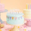 Hvide Kagelys Happy Birthday