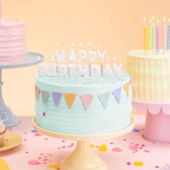 Hvide Kagelys Happy Birthday