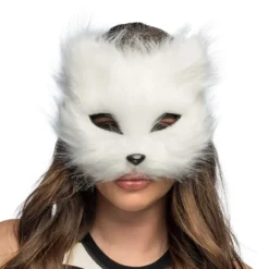 Hvid Kat Halvmaske