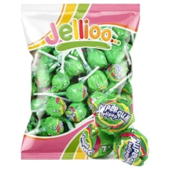 Jellioo Super Gum Lollipop Green Apple Økonomipakke