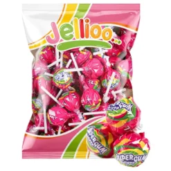 Jellioo Super Gum Lollipop Strawberry Økonomipakke