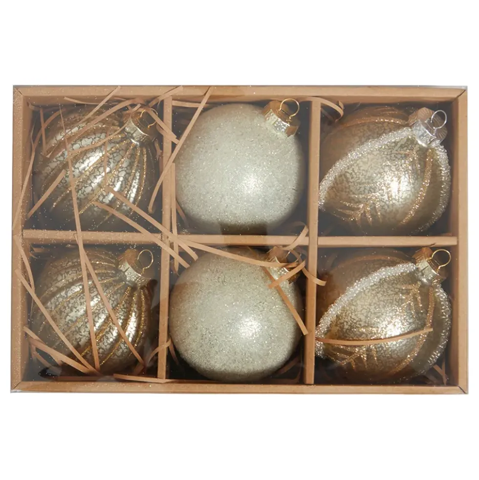 Julekugler Glitter Guld Mix