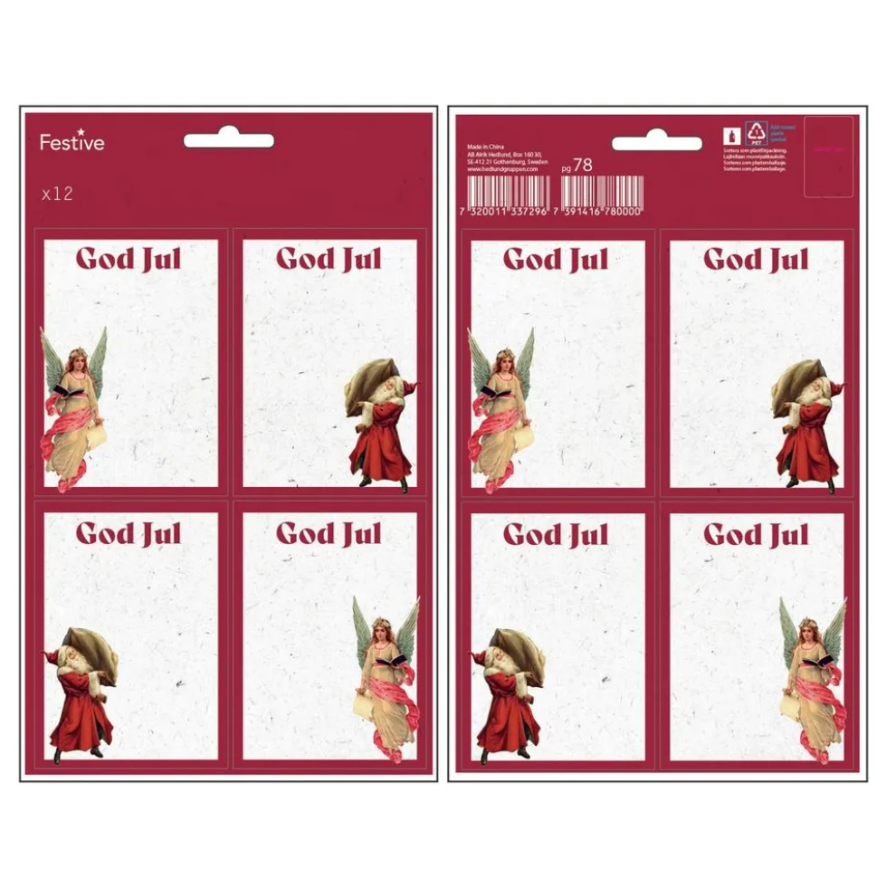 Juletiketter Glædelig Jul Rød